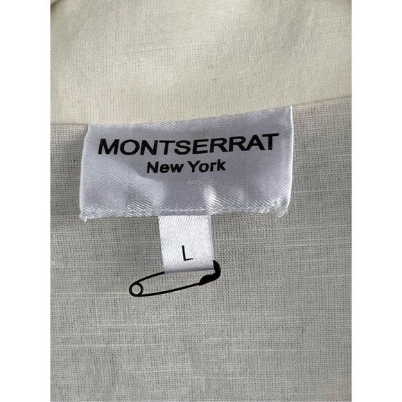B6 Montserrat New York Button Up Shirt White Large Linen Cotton Blend - Picture 6 of 9